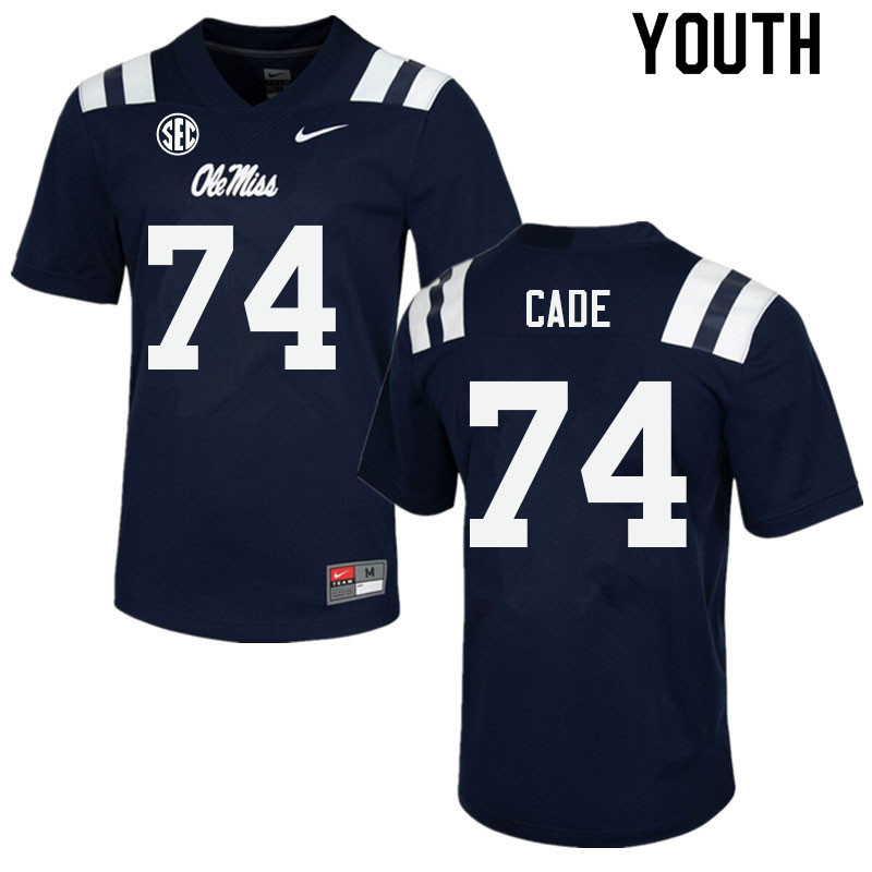 Erick Cade Ole Miss Rebels NCAA Youth Navy #74 Stitched Limited College Football Jersey JXP1658GB